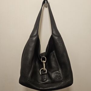 DOONEY & BOURKE Black Pebbled Leather Lock Sac Single Strap Shoulder Bag